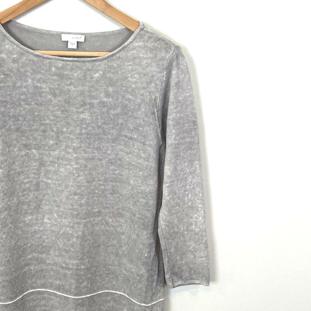 J. Jill PureJill Linen Blend Women's Small Gray Tunic Heathered Pullover Top